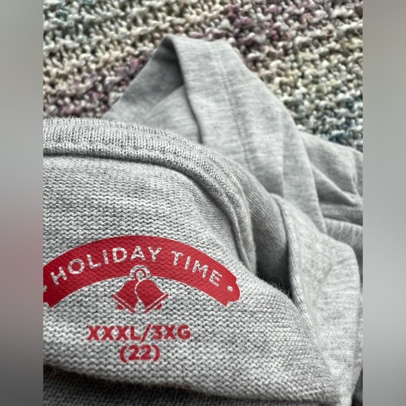 Christmas Bel oversized hooded long sleeve light wt fleece. 3XL buff pld on grey - Picture 6 of 6